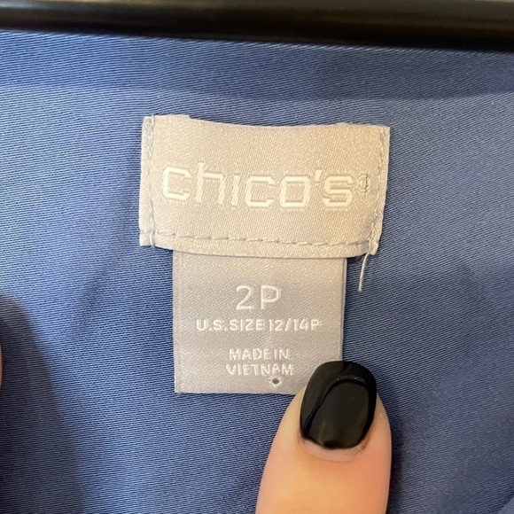 CHICOS Women’s Size 2P Petite Blue V-Neck Blouse Soft Model Stretch Jersey Top - Picture 3 of 6